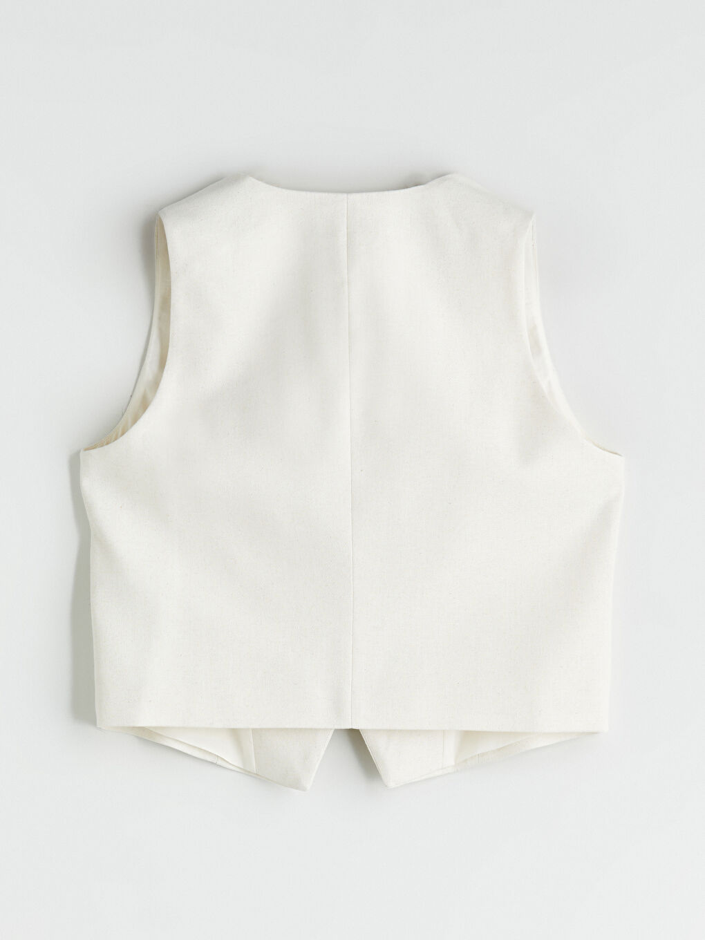 V-Neck Linen Blend Women's Classic Waistcoat-5