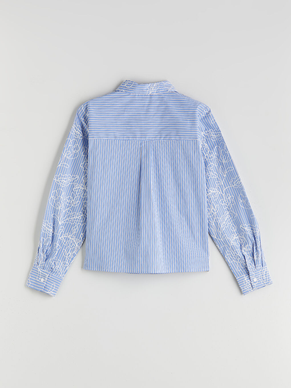 Полосатая поплиновая женская рубашка-5