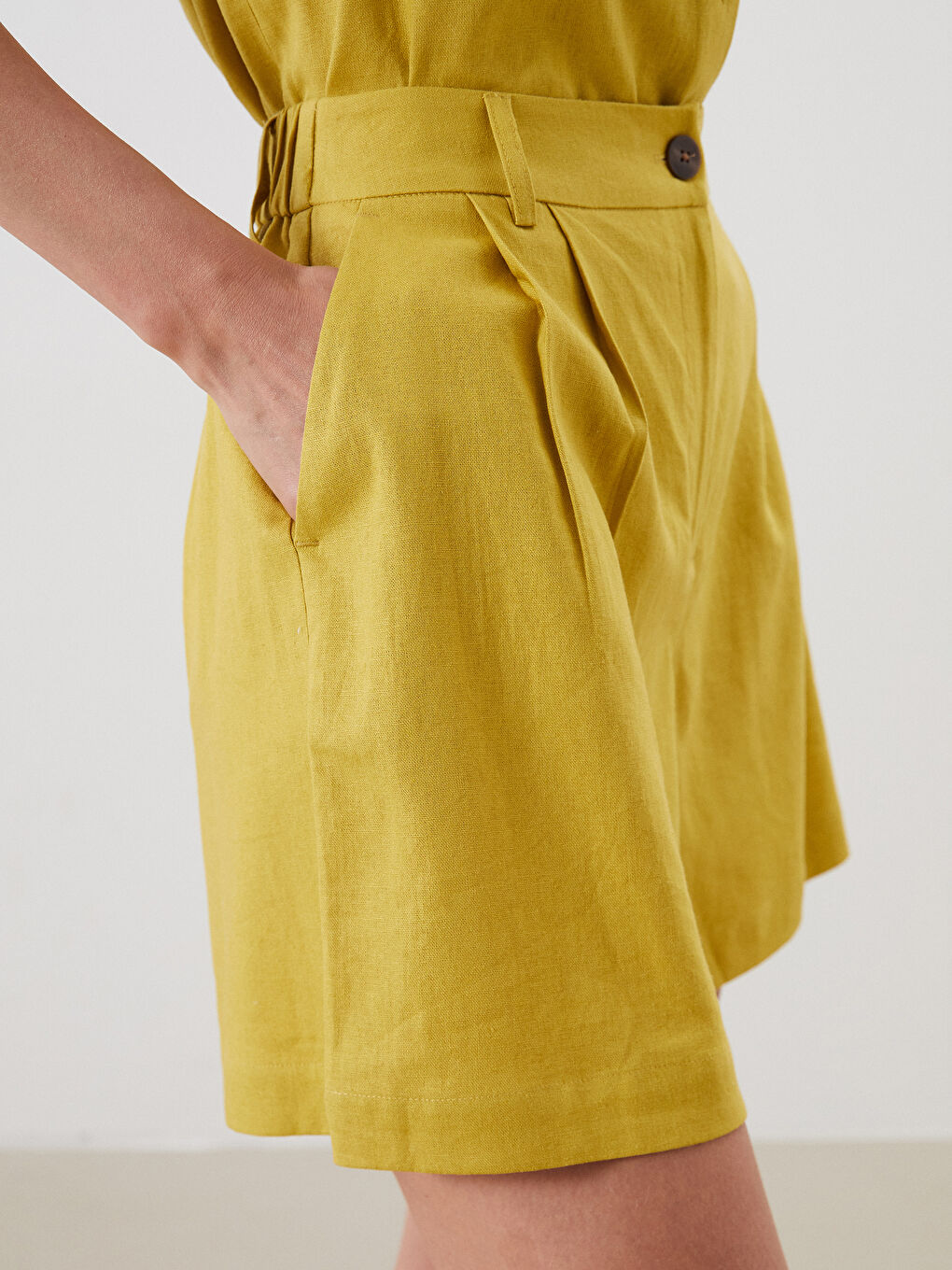 Шорти для жінок з лляної суміші вільної посадки-2