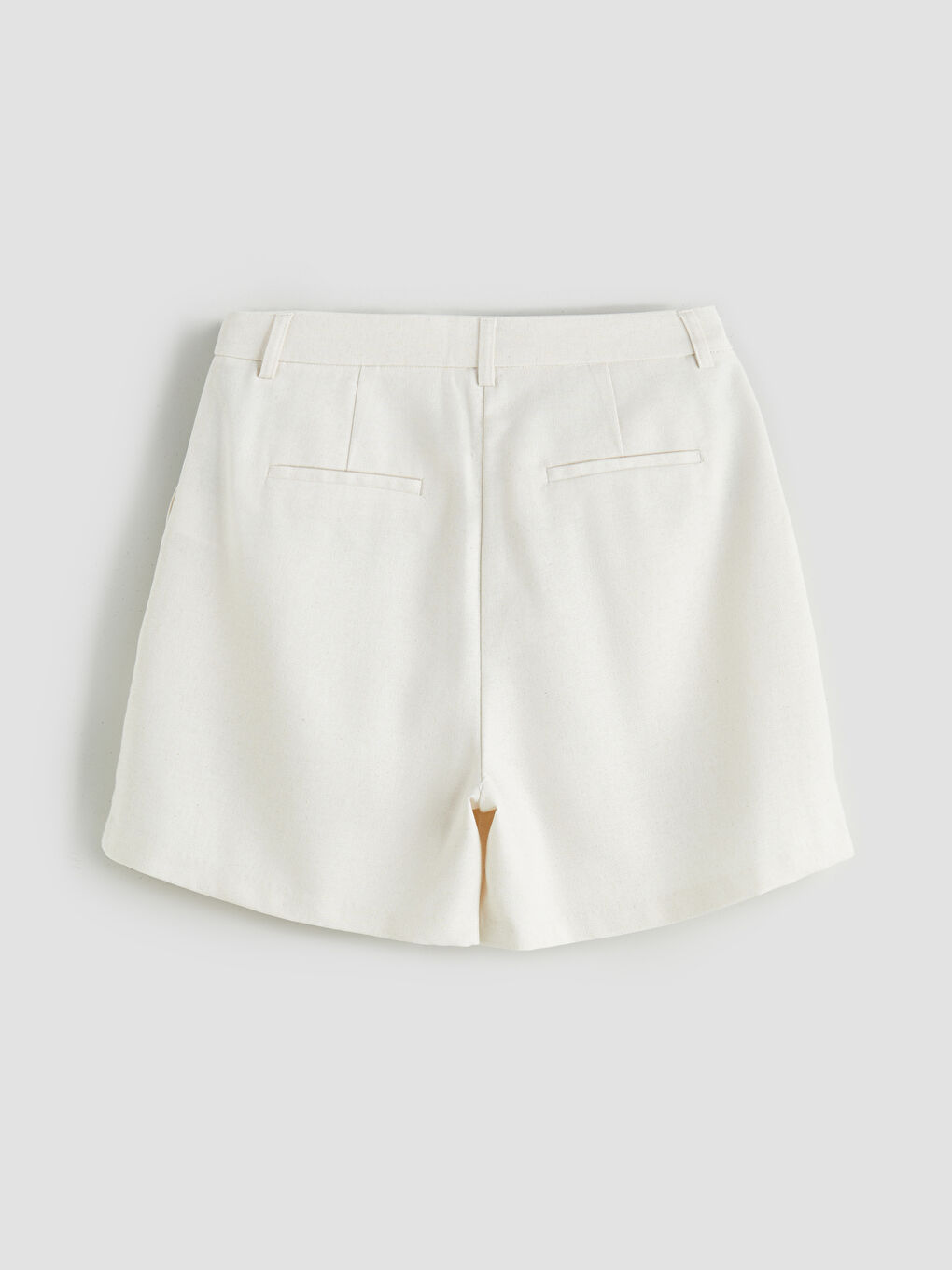 Bej Loose Fit Keten Karışımlı Kadın Şort-5