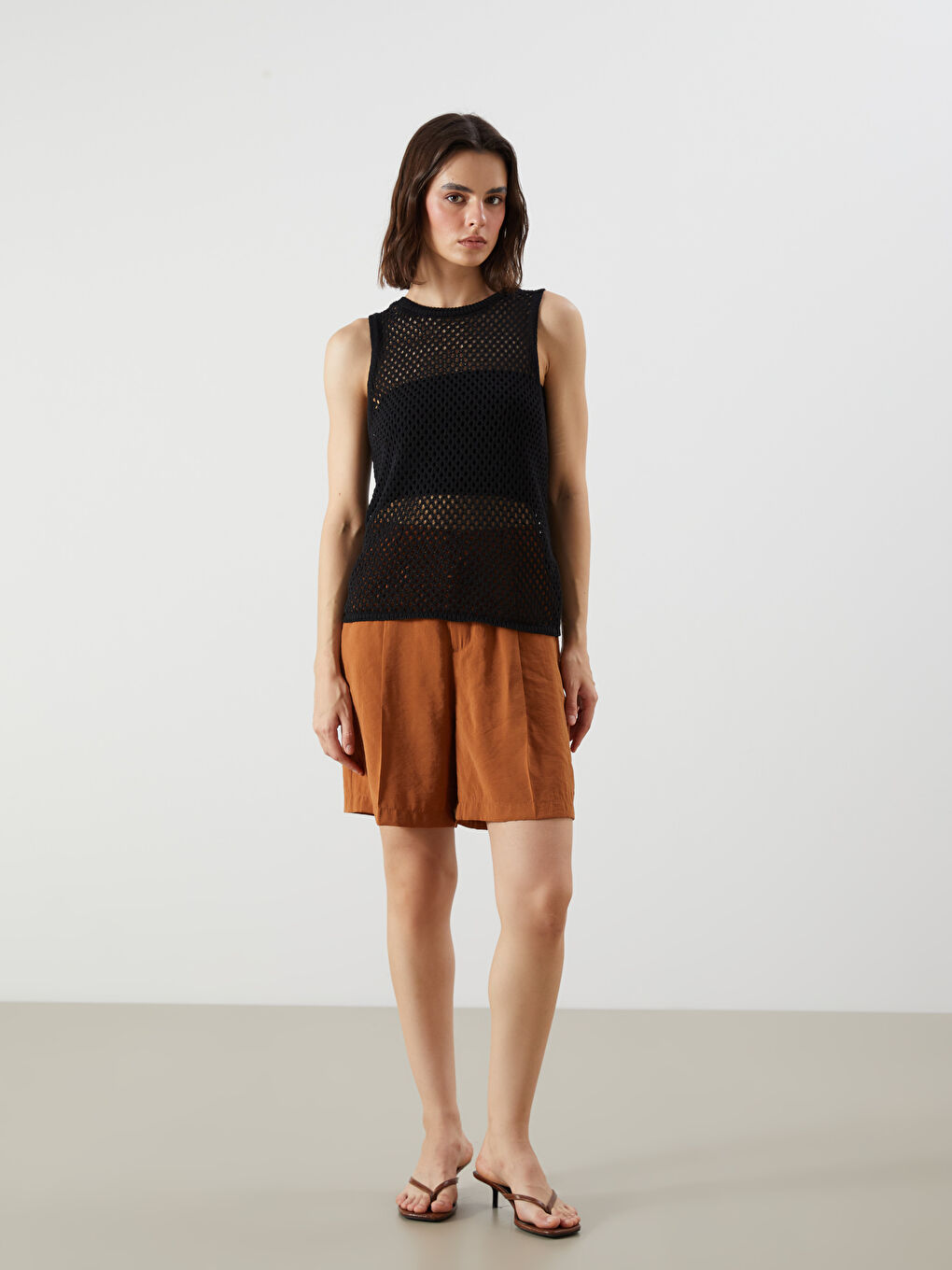 LCW Vision Crew Neck Hole-Knitted Women's Knit Tank Top -S5RG01Z8-CVL