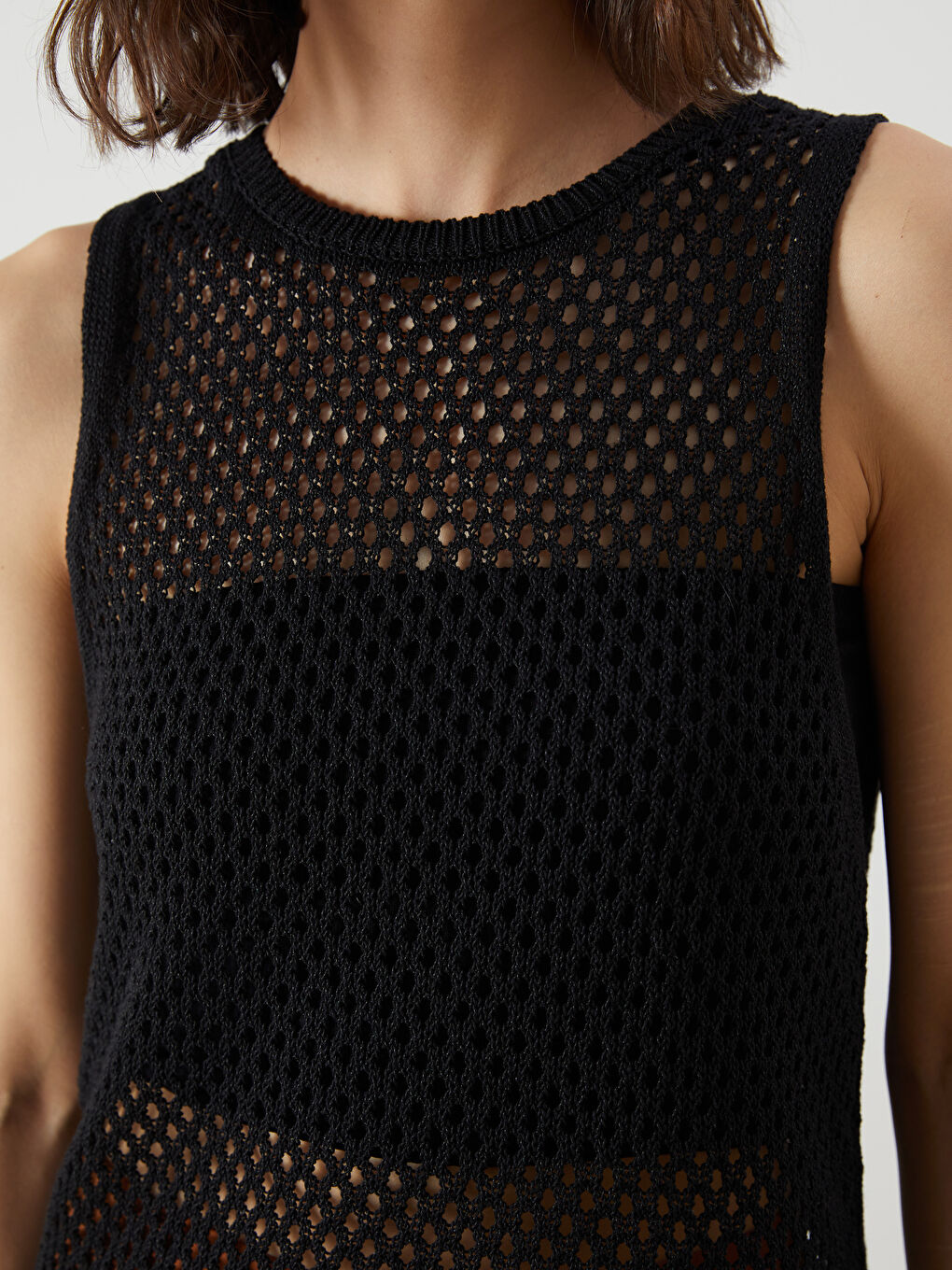 LCW Vision Crew Neck Hole-Knitted Women's Knit Tank Top -S5RG01Z8-CVL