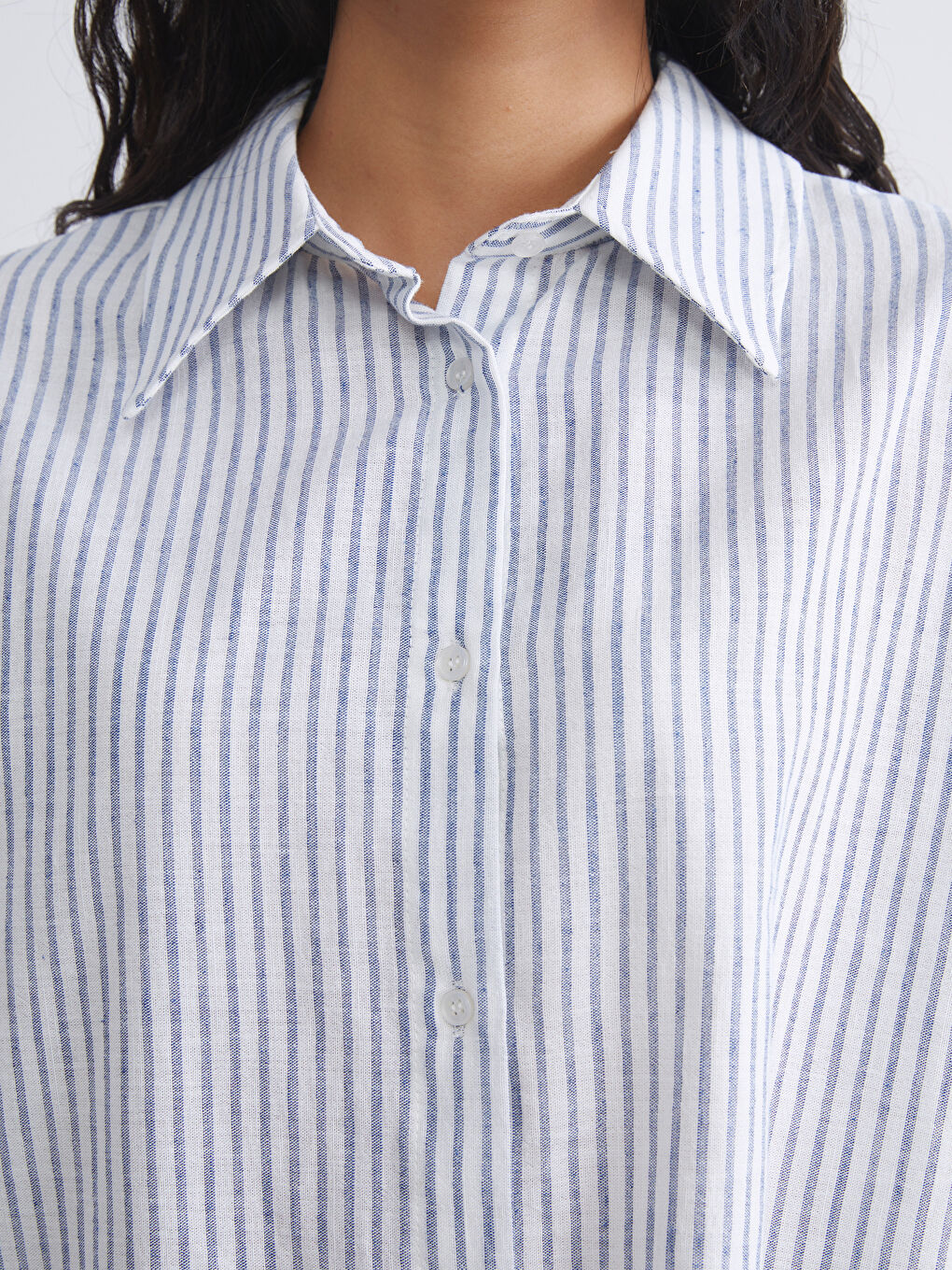 LCW Modest Striped Linen Blend Women's Shirt Tunic -S5RG08Z8-LGS