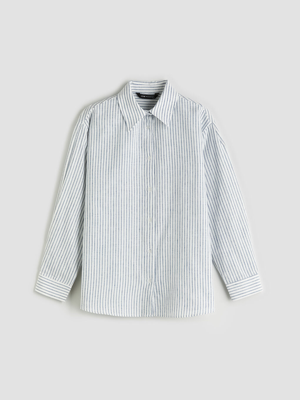 LCW Modest Striped Linen Blend Women's Shirt Tunic -S5RG08Z8-LGS