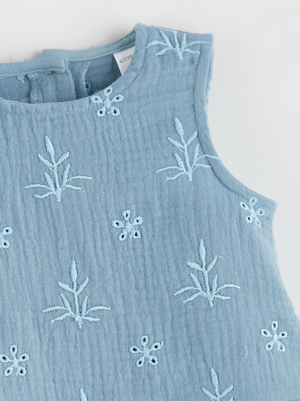 Mavi Bisiklet Yaka Nakışlı Kız Bebek Bluz-2