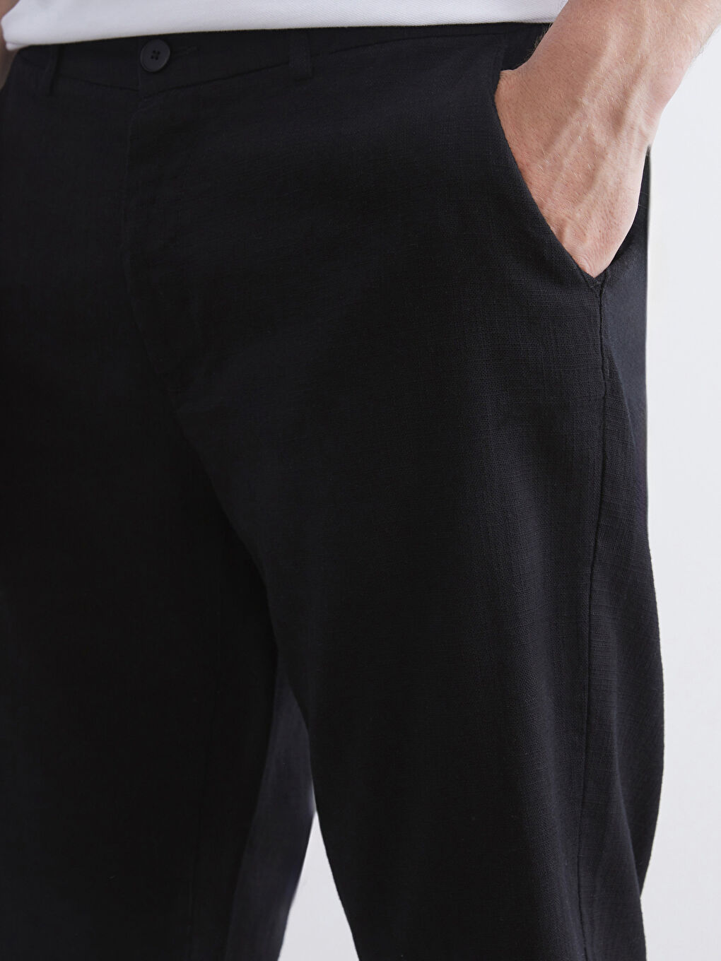 Siyah Standart Kalıp Poplin Erkek Şort-2