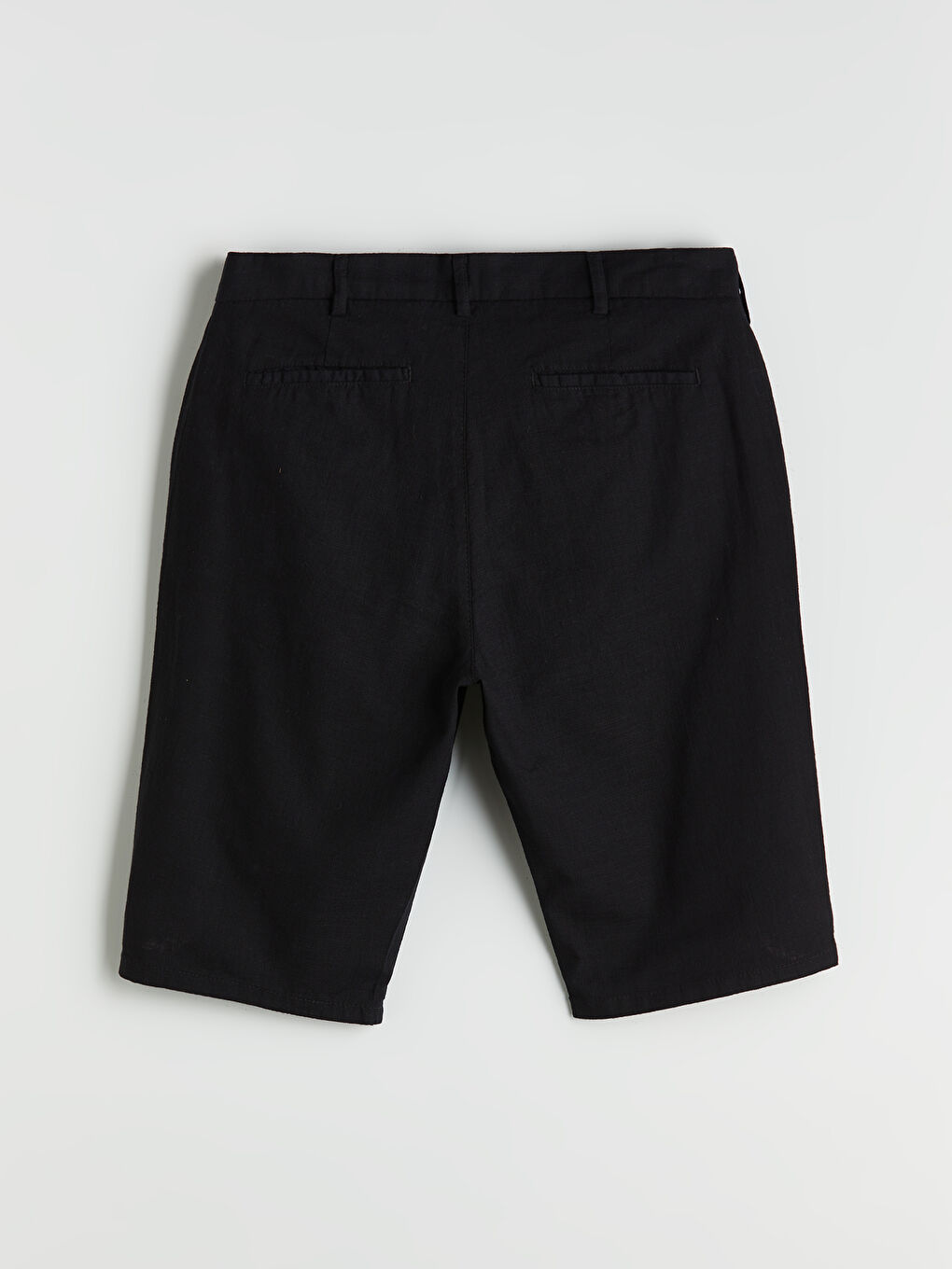 Siyah Standart Kalıp Poplin Erkek Şort-5