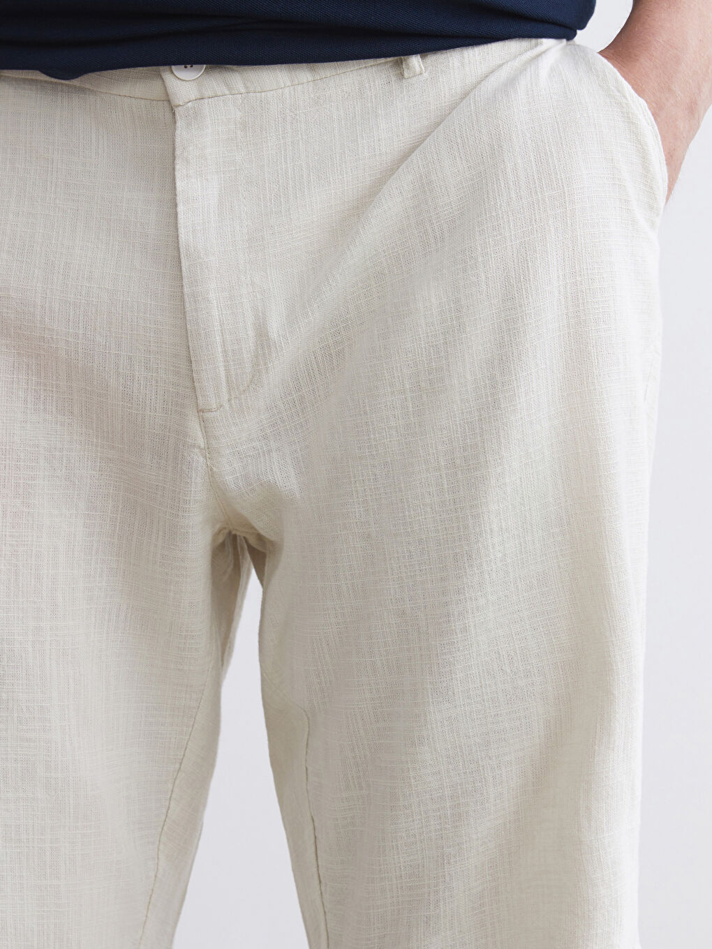 Bej Standart Kalıp Poplin Erkek Şort-6