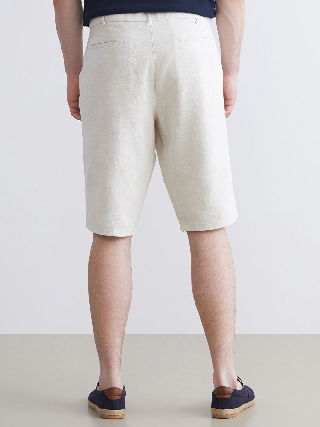 Bej Standart Kalıp Poplin Erkek Şort-7