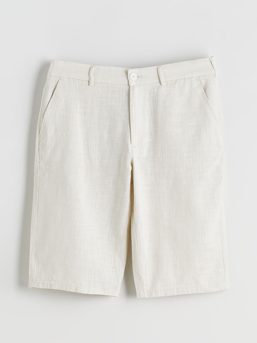 Bej Standart Kalıp Poplin Erkek Şort-8