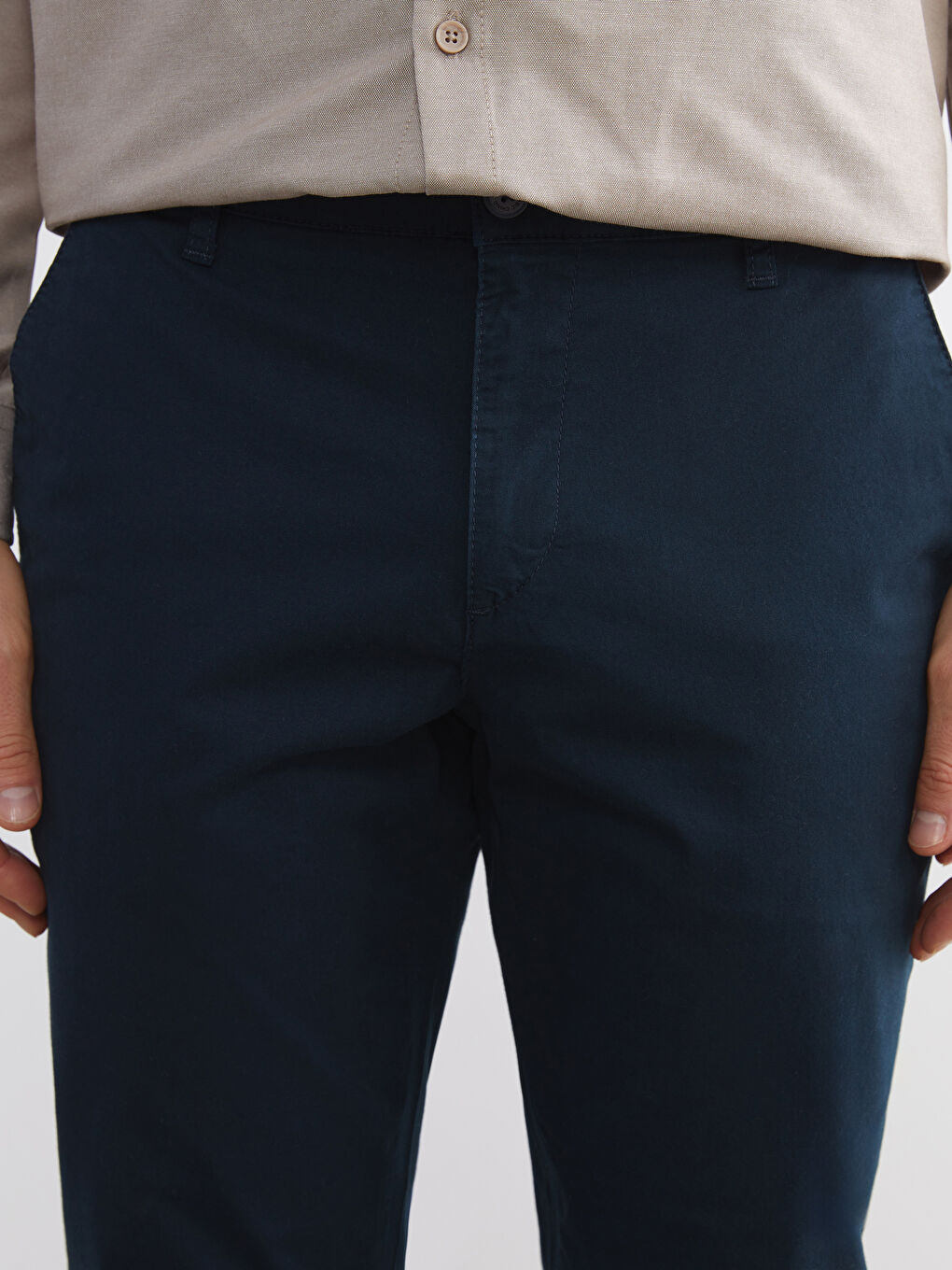 Lacivert Dar Kalıp Erkek Chino Pantolon-2