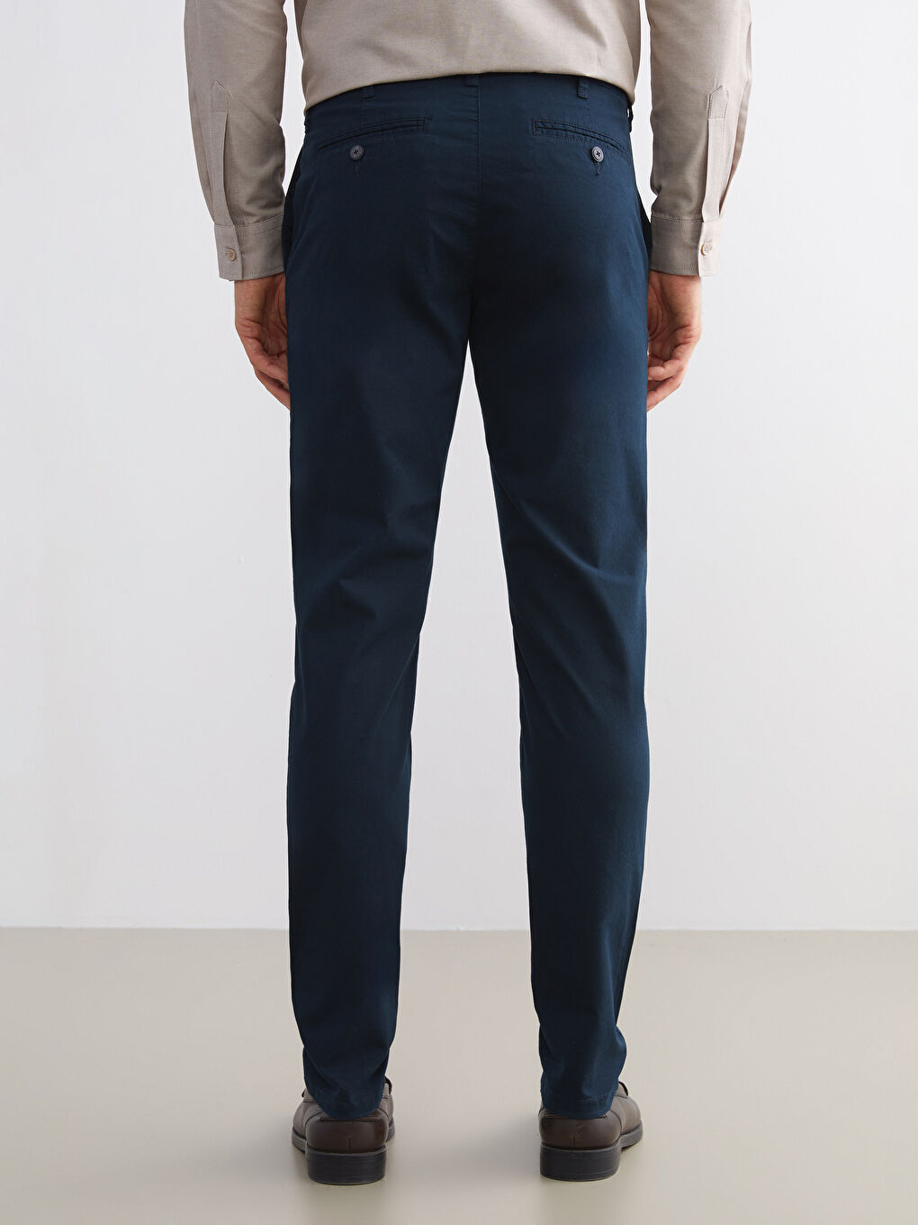 Lacivert Dar Kalıp Erkek Chino Pantolon-3