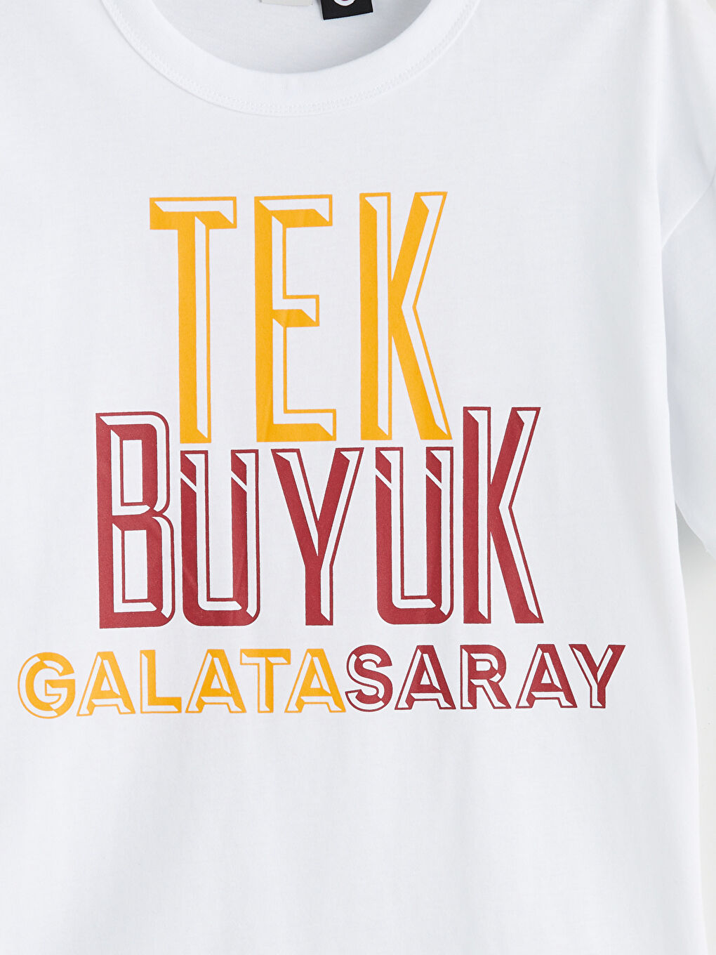 Beyaz Bisiklet Yaka Galatasaray Baskılı Erkek Çocuk Tişört-2