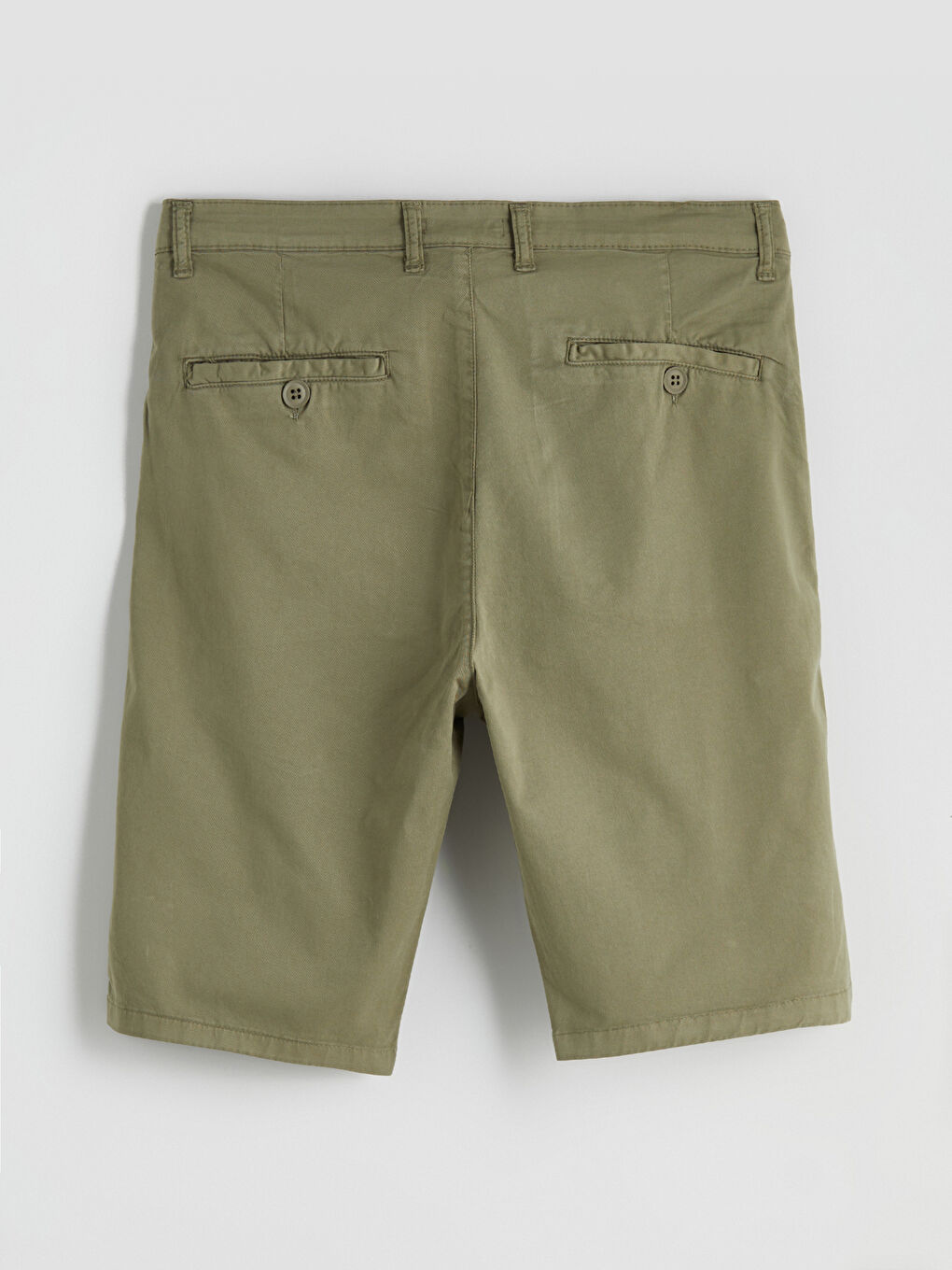 Haki Standart Kalıp Gabardin Erkek Şort-5