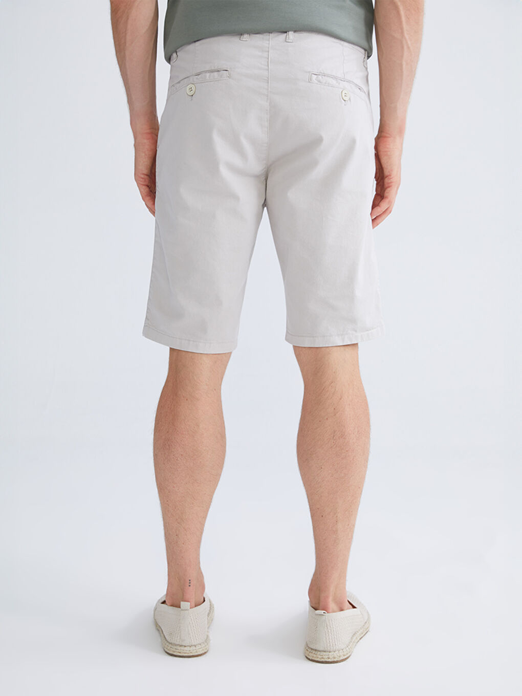 Bej Standart Kalıp Gabardin Erkek Şort-3