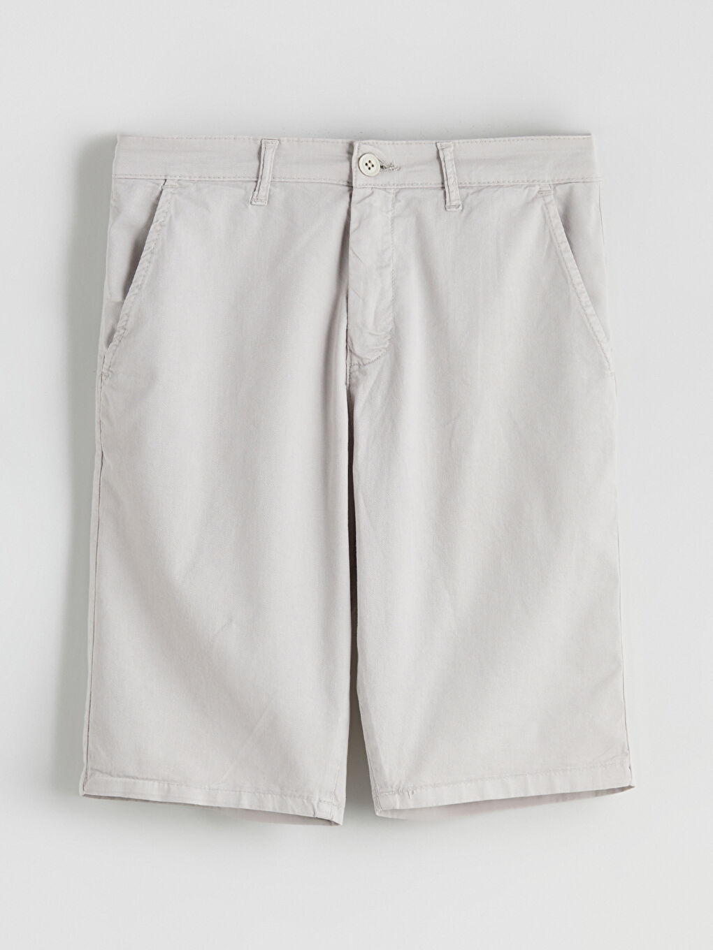 Bej Standart Kalıp Gabardin Erkek Şort-4