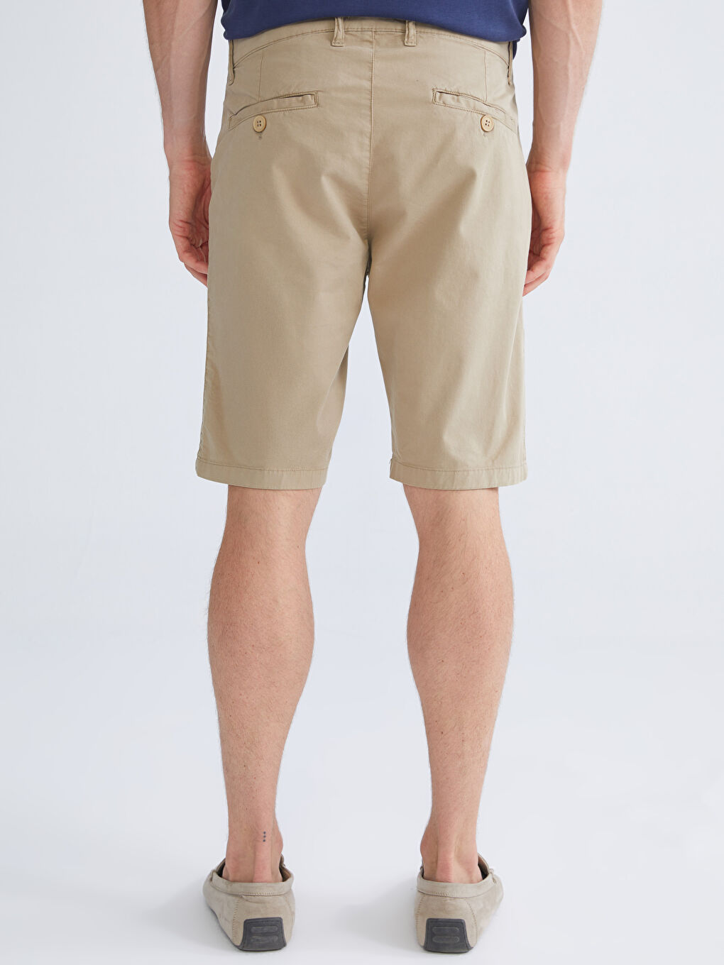 Bej Standart Kalıp Gabardin Erkek Şort-3
