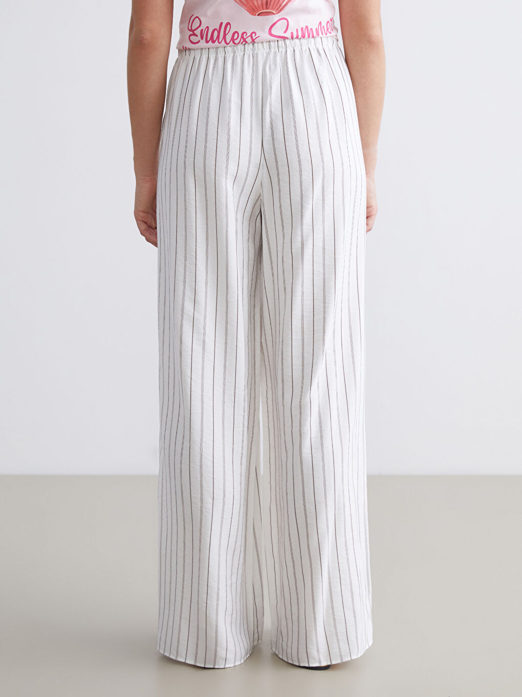 XSIDE Elasticated Waist Striped Wide Leg Women's Trousers -S5RG72Z8-LEW