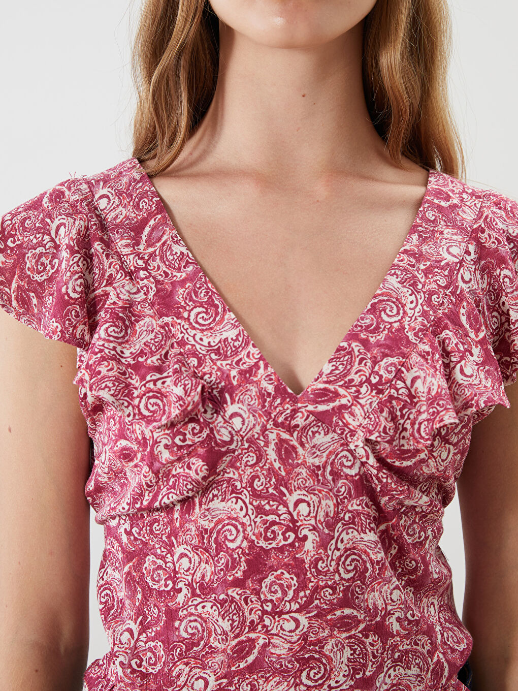 V Neck Floral Crop Blouse-2