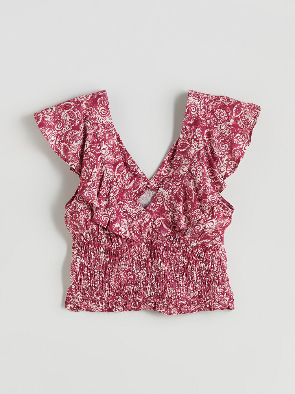 V Neck Floral Crop Blouse-5