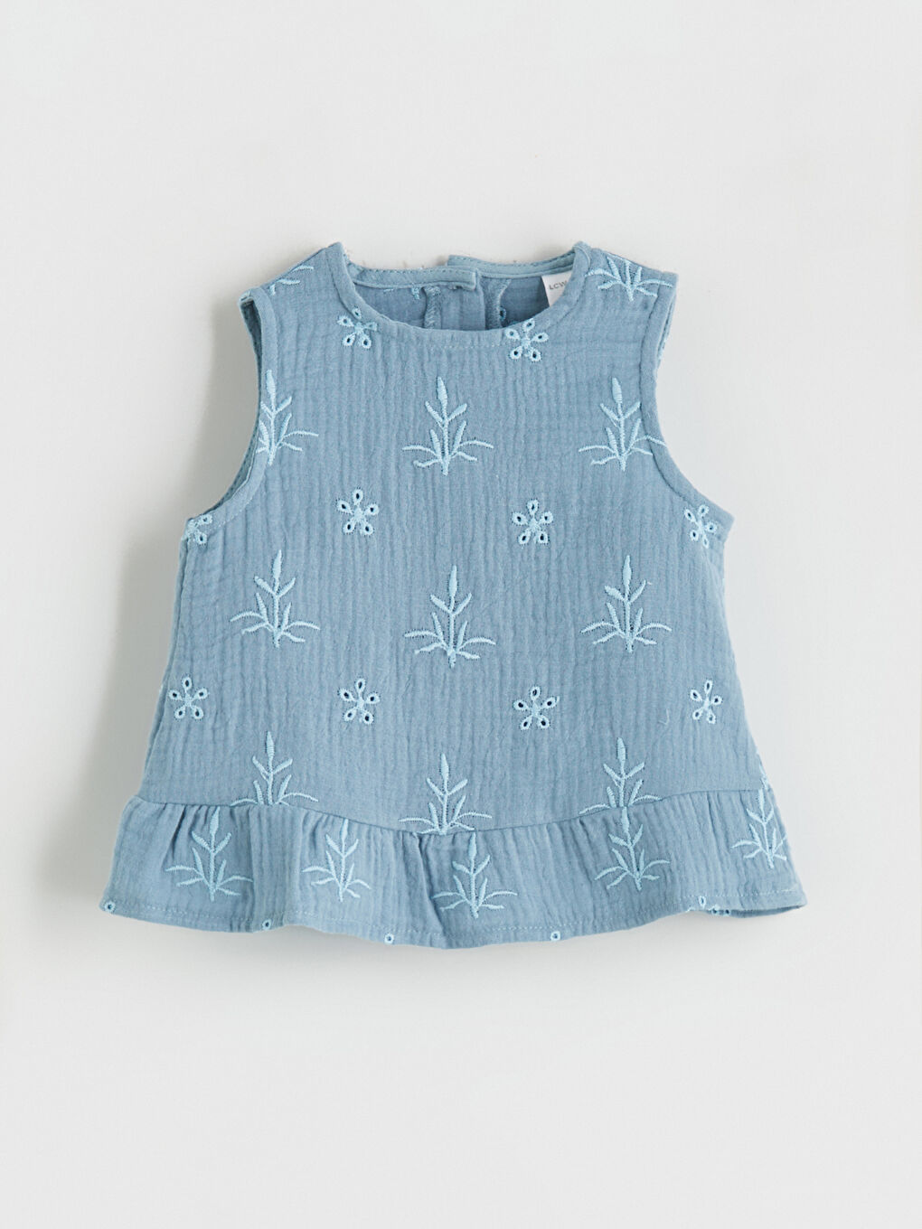 Mavi Nakışlı Kız Bebek Bluz ve Şort 2'li-1