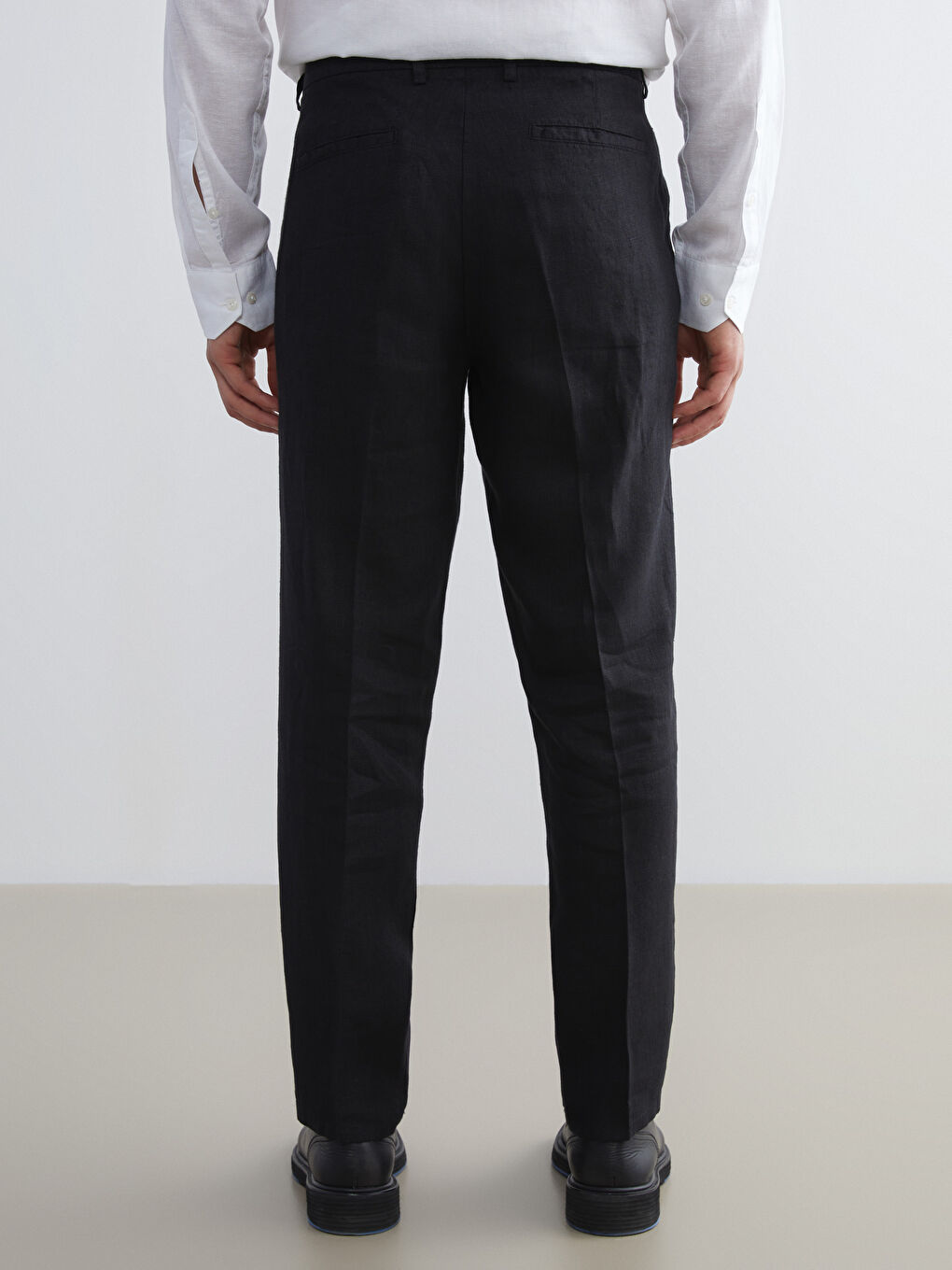 Siyah Standart Kalıp Poplin Erkek Pantolon-3