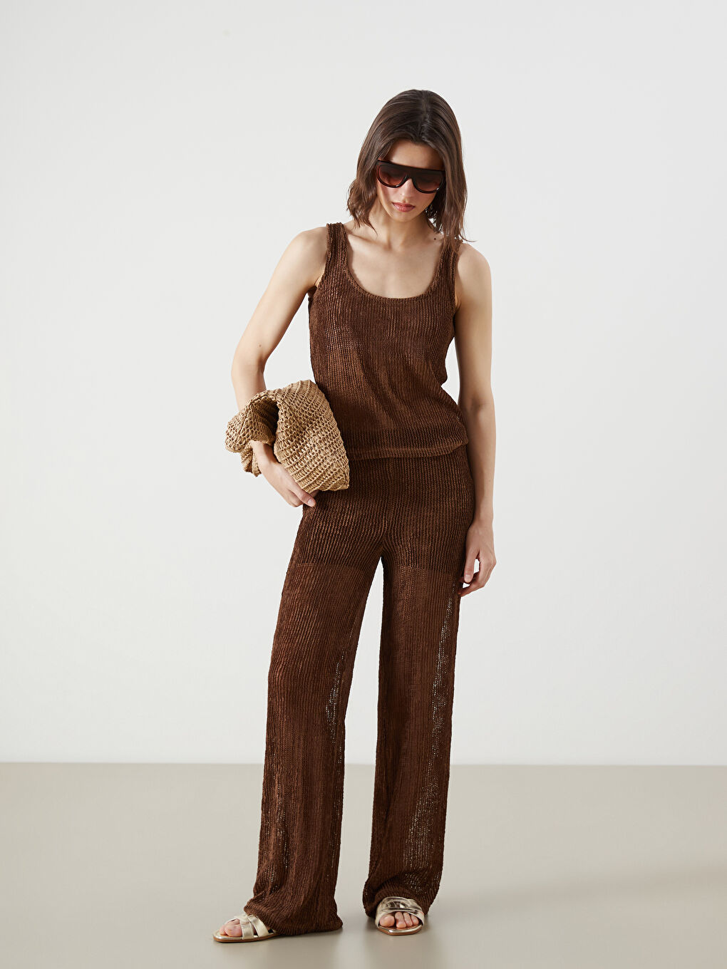 Elasticated Waist Textured Women's Trousers