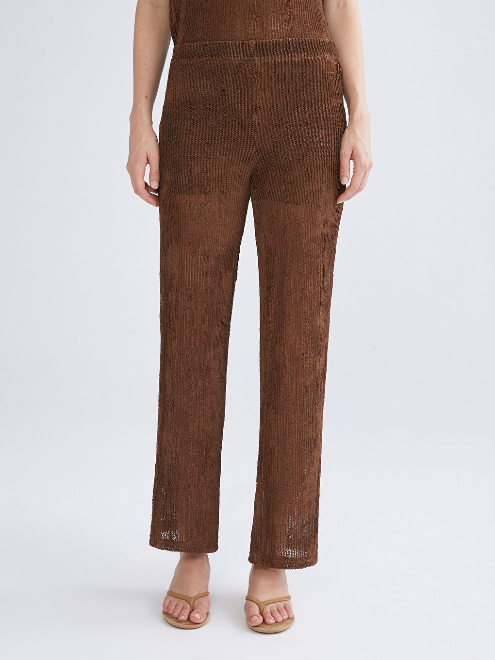 Elasticated Waist Textured Women's Trousers-2