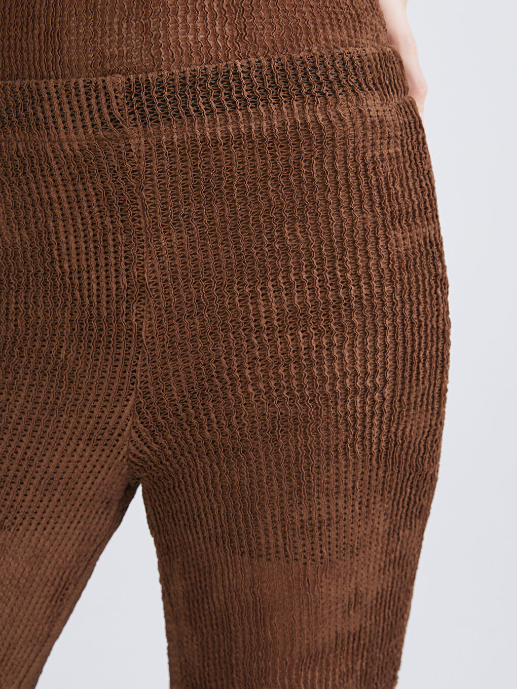 Elasticated Waist Textured Women's Trousers-4