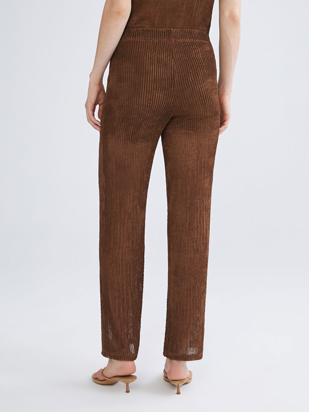 Elasticated Waist Textured Women's Trousers-6