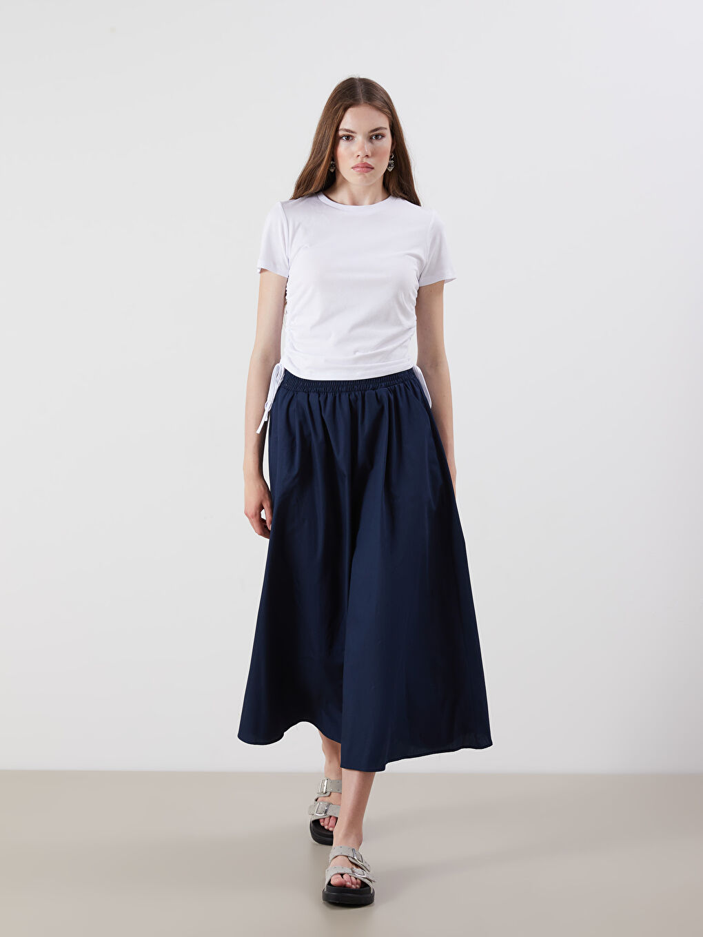 Elasticated Waist Poplin Skirt