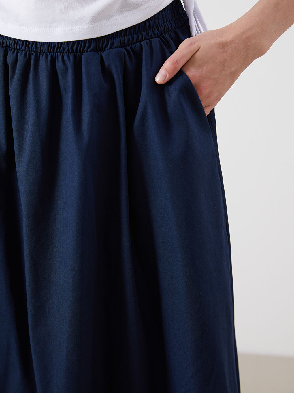 Elasticated Waist Poplin Skirt-2