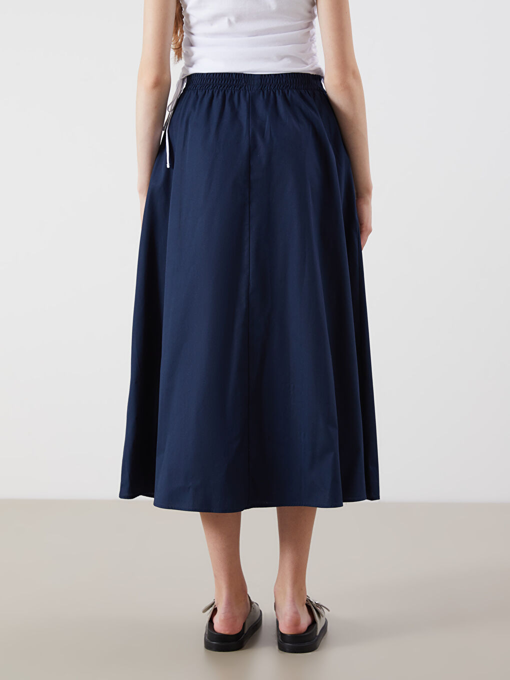 Elasticated Waist Poplin Skirt-3