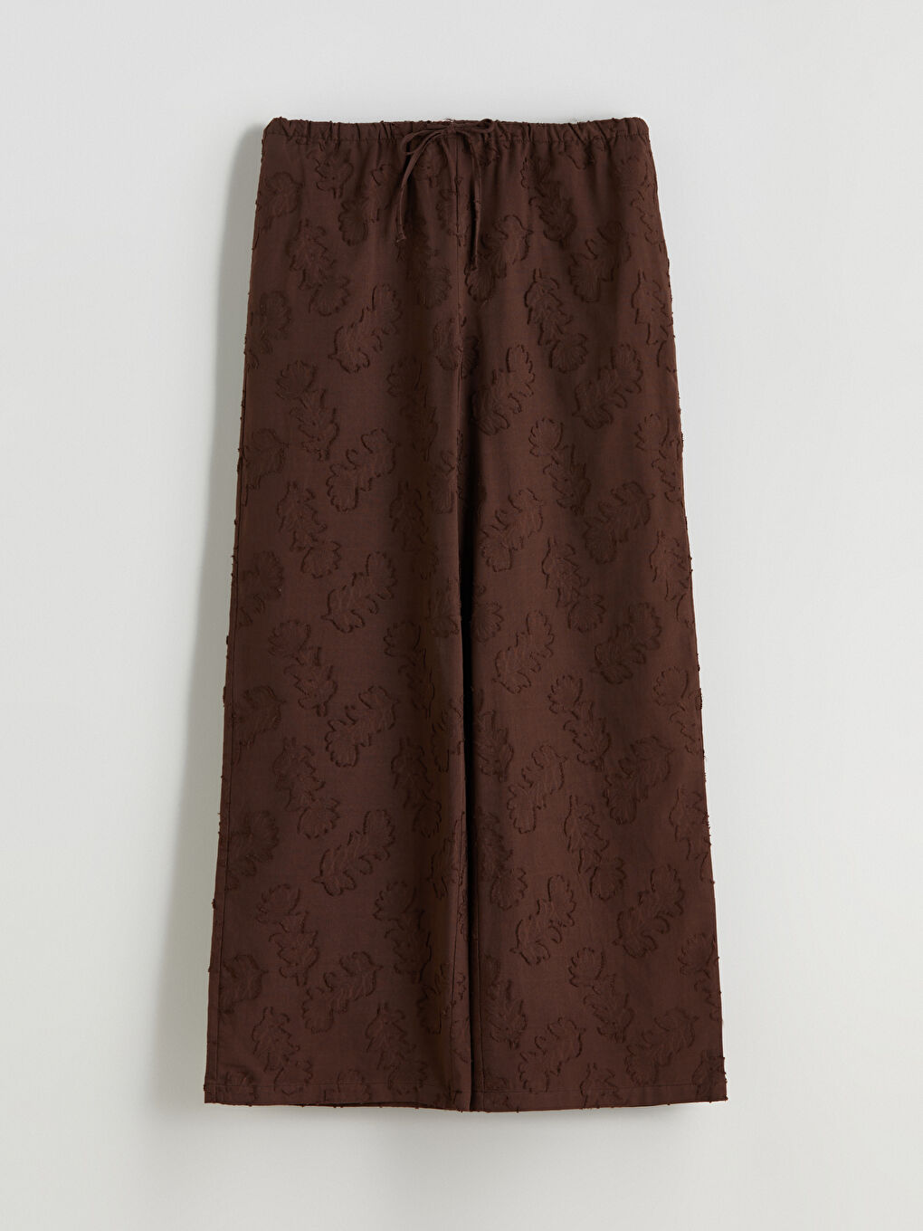 Kahverengi Beli Lastikli Kendinden Desenli Kadın Pantolon-13