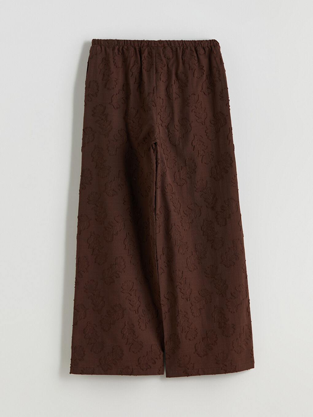 Kahverengi Beli Lastikli Kendinden Desenli Kadın Pantolon-14