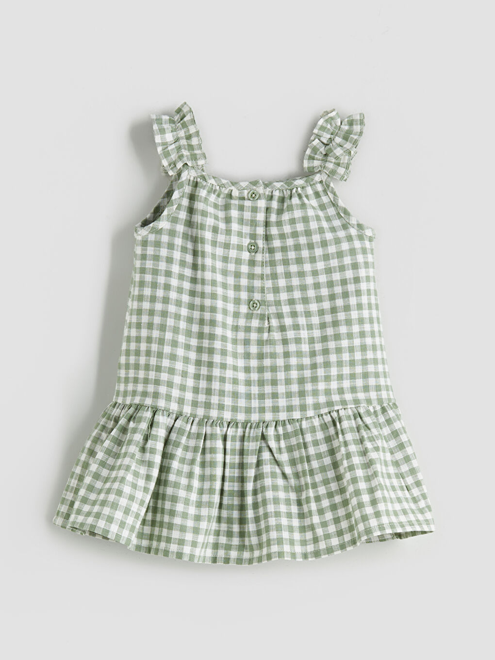 Crew Neck Plaid Pattern Baby Girls' Dress -S5RH59Z1-LME