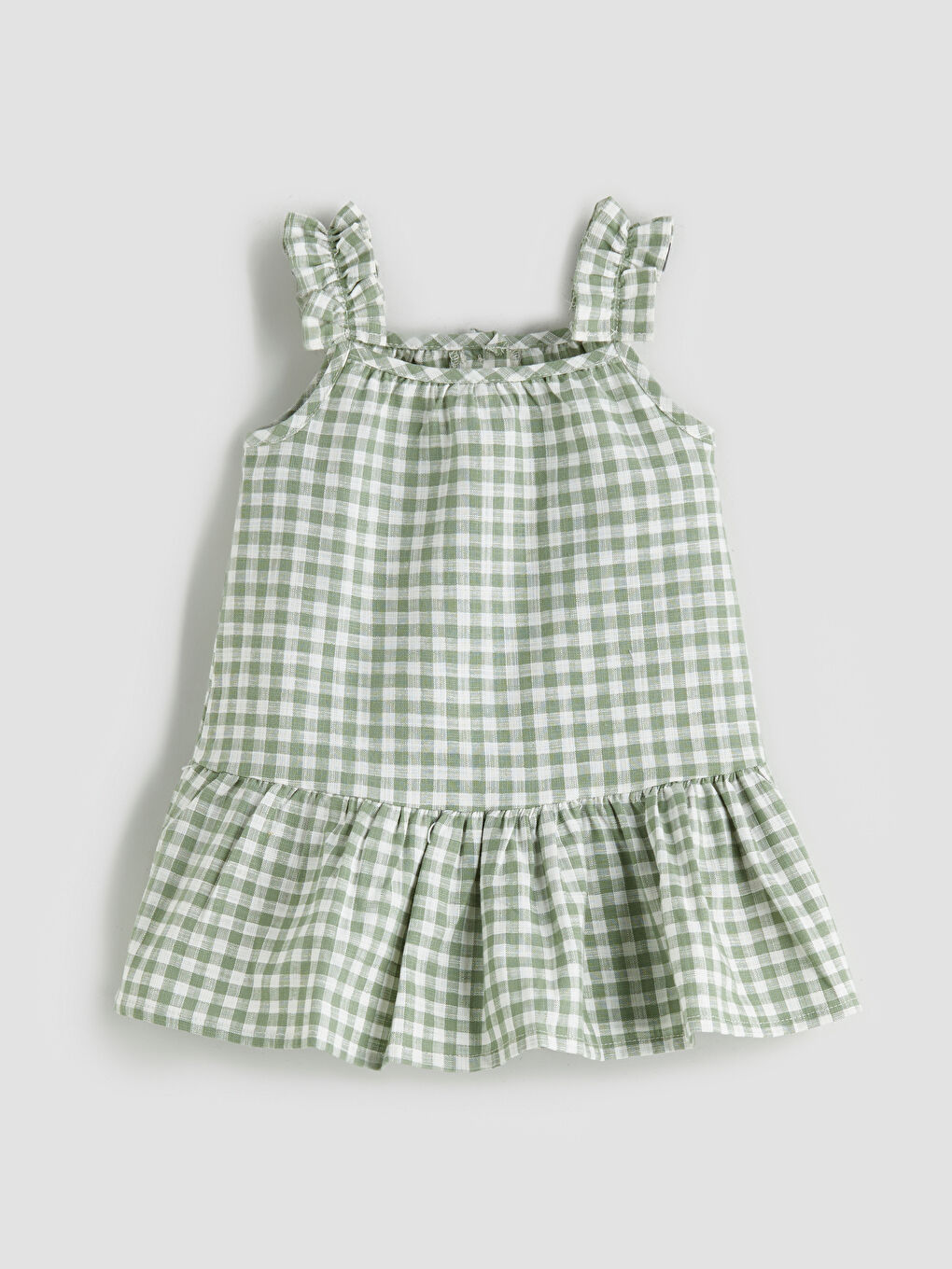 Crew Neck Plaid Pattern Baby Girls' Dress -S5RH59Z1-LME