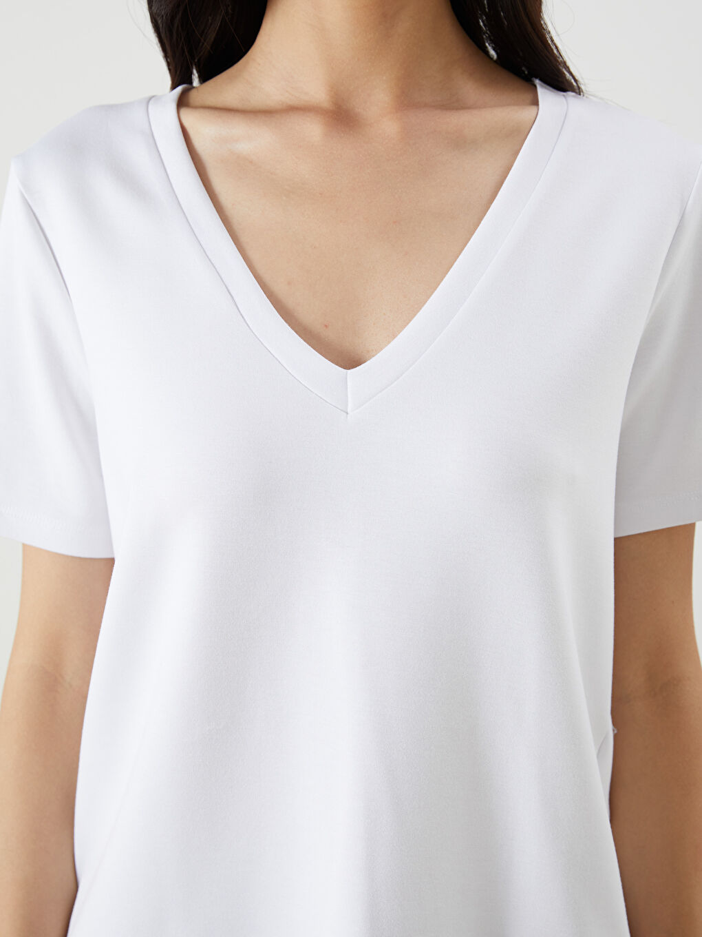 LCW Vision V Neck Women's T-Shirt -S5RH60Z8-Q6K