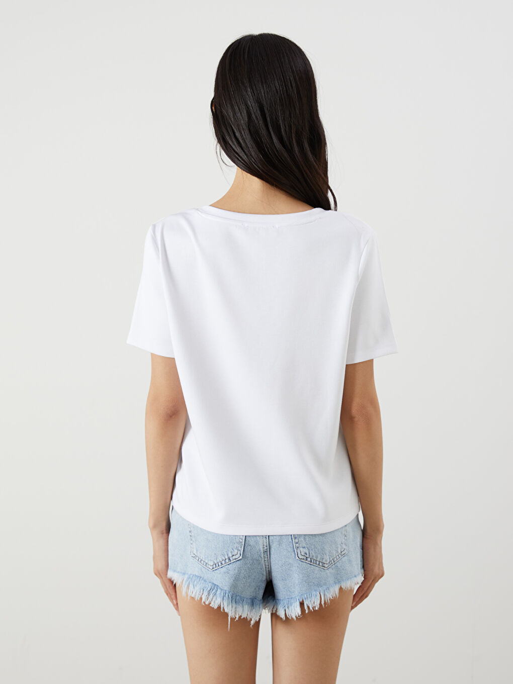 LCW Vision V Neck Women's T-Shirt -S5RH60Z8-Q6K