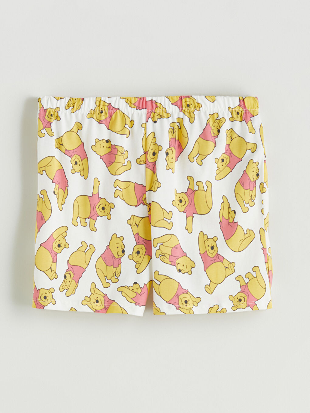 Ekru Beli Lastikli Winnie the Pooh Baskılı Kadın Şort Pijama Altı