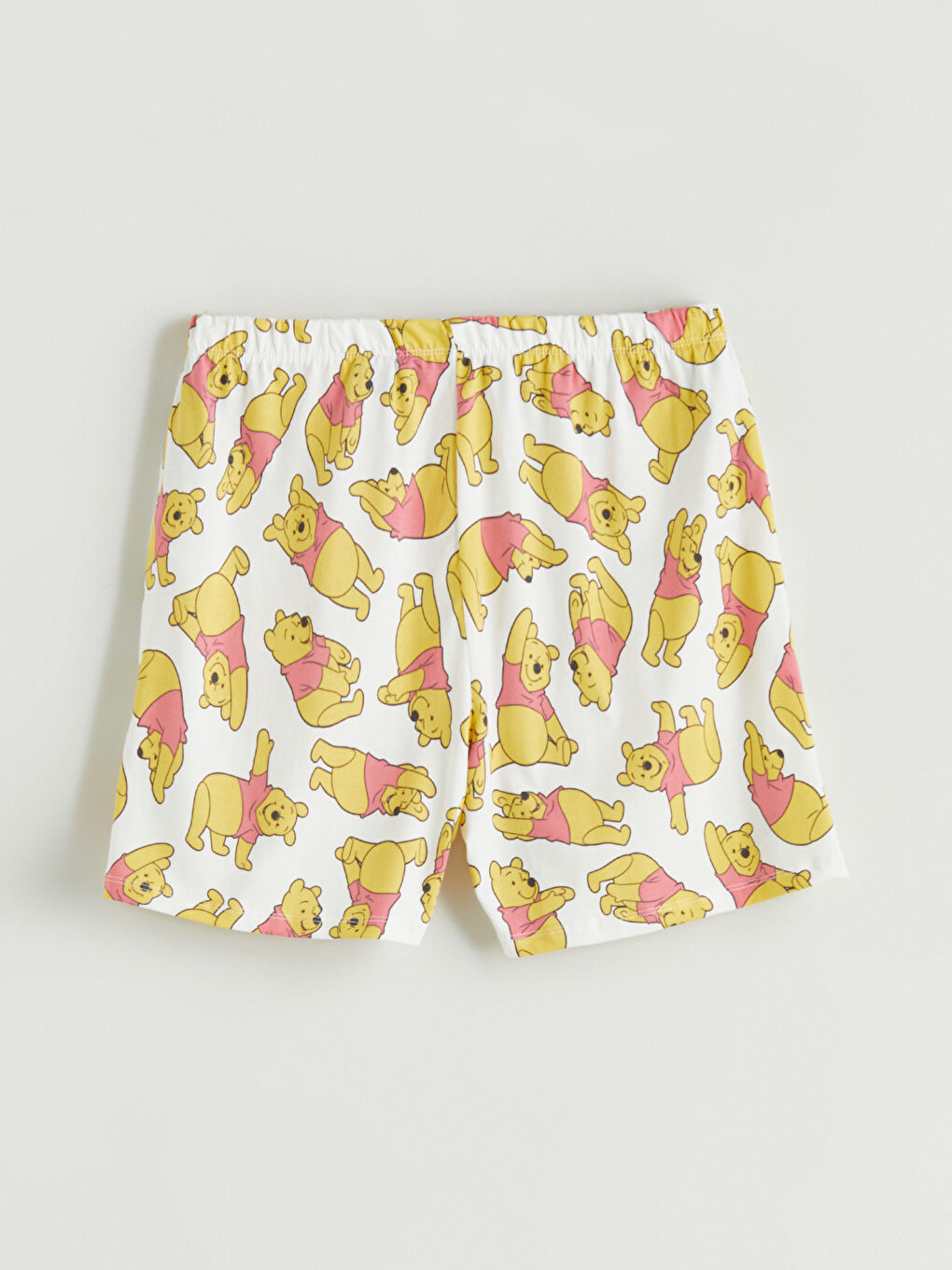 Ekru Beli Lastikli Winnie the Pooh Baskılı Kadın Şort Pijama Altı-1