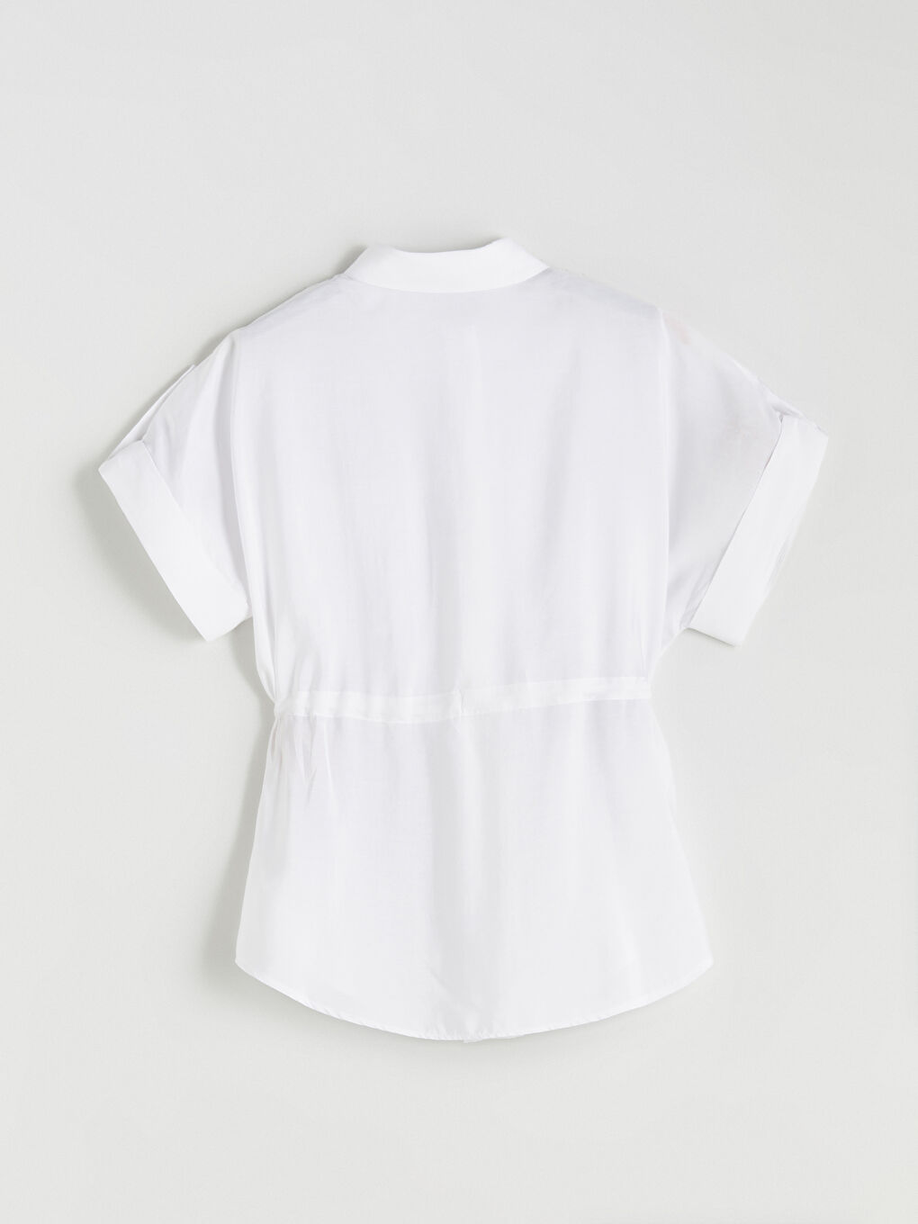 Beyaz Modal Karışımlı Oversize Kadın Gömlek-5