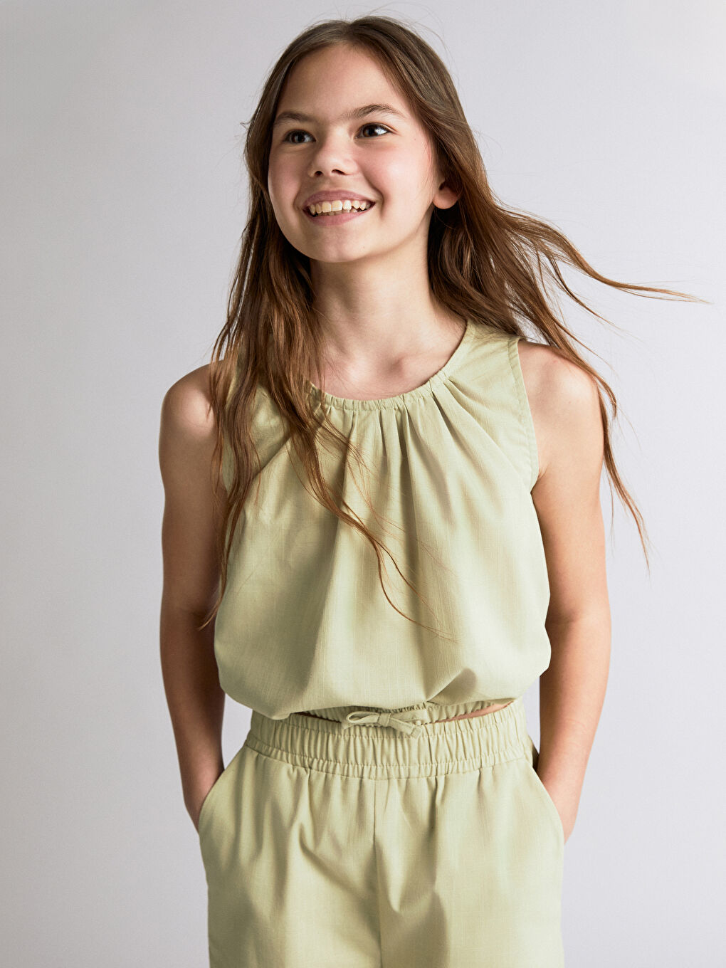 Crew Neck Girls' Blouse -S5RH75Z4-19R