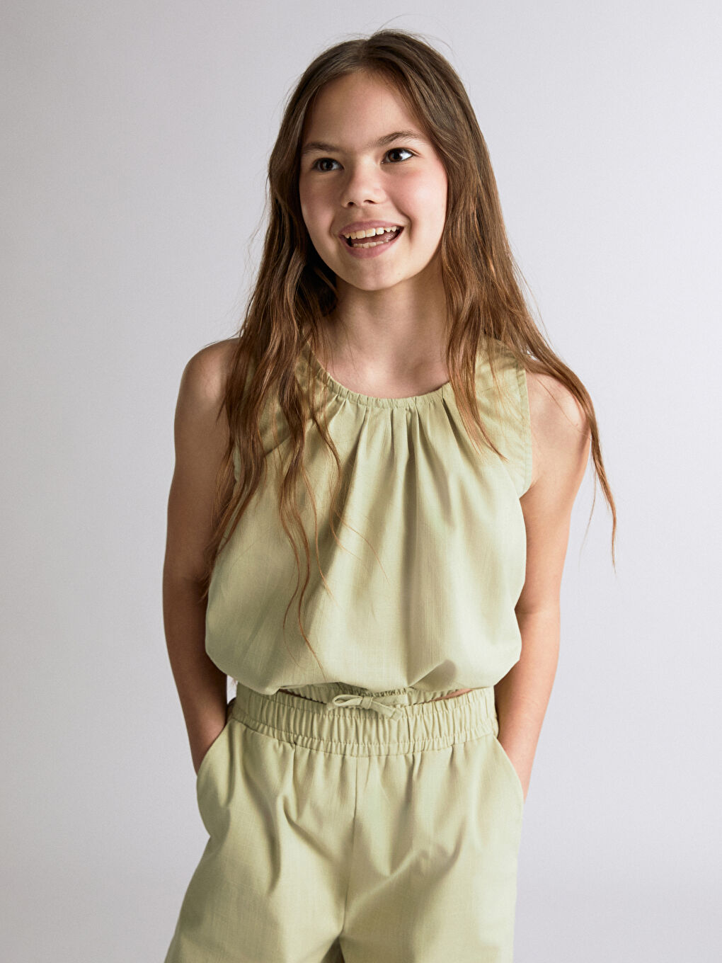 Crew Neck Girls' Blouse -S5RH75Z4-19R
