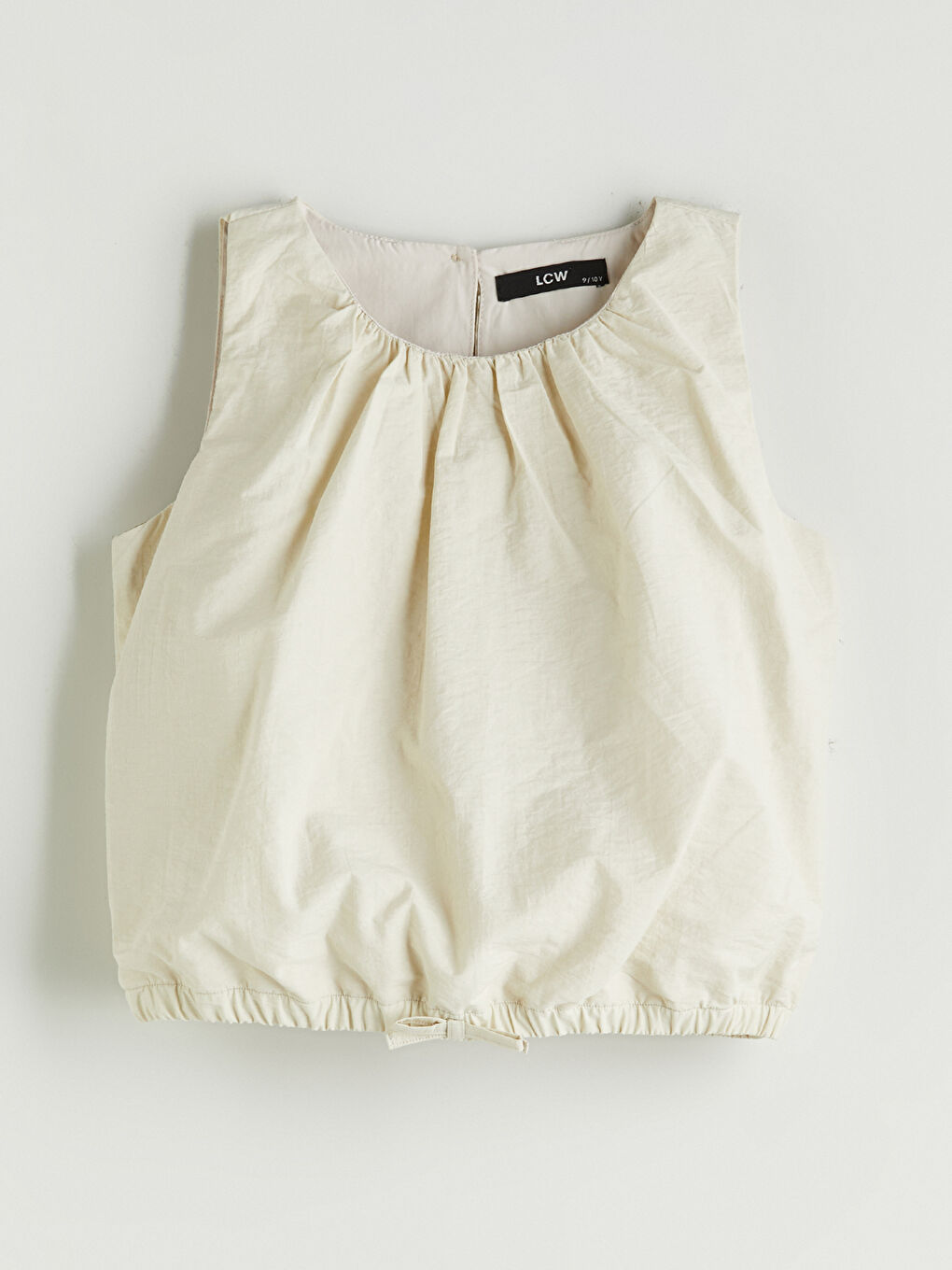 Ekru Bisiklet Yaka Kız Çocuk Bluz