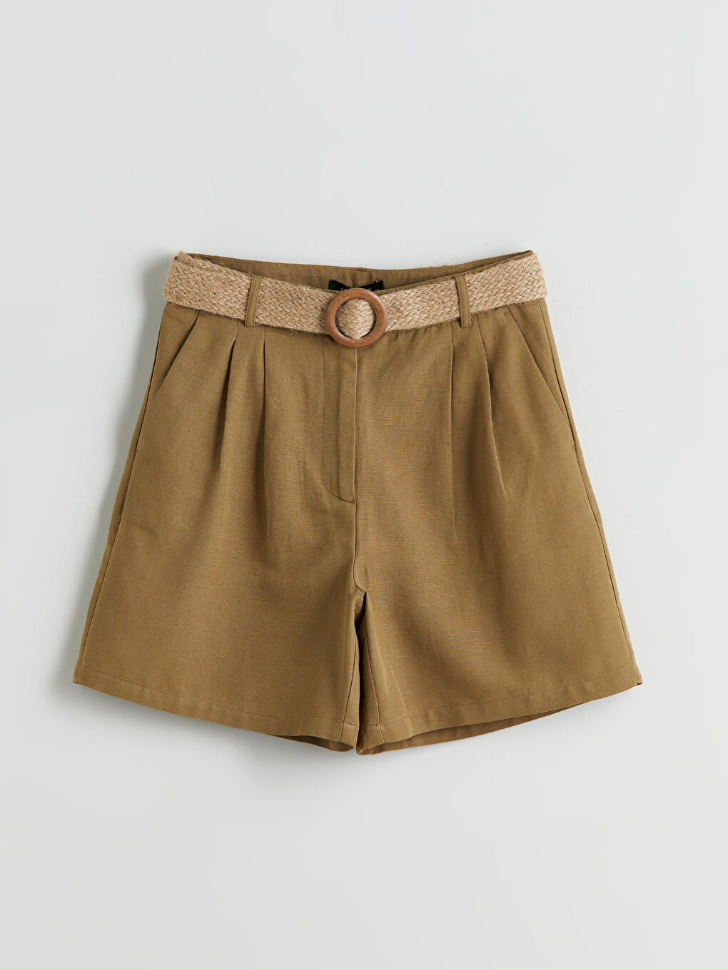 LCW Vision Waist Belted Linen Blend Women's Shorts -S5RH84Z8-Z3V