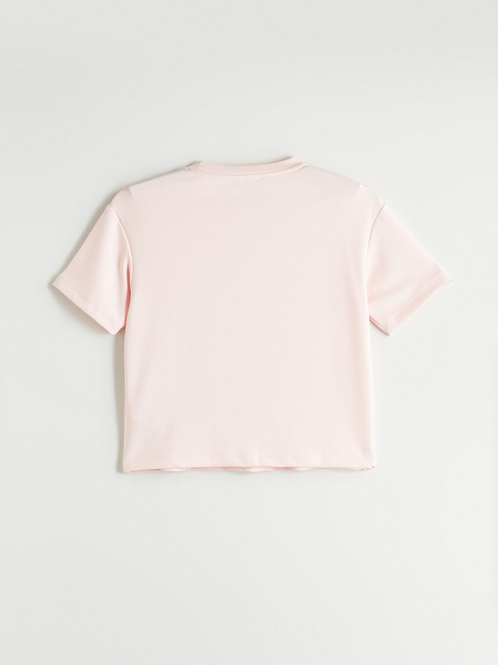 Pembe Bisiklet Yaka Taşlı Kadın Tişört-5