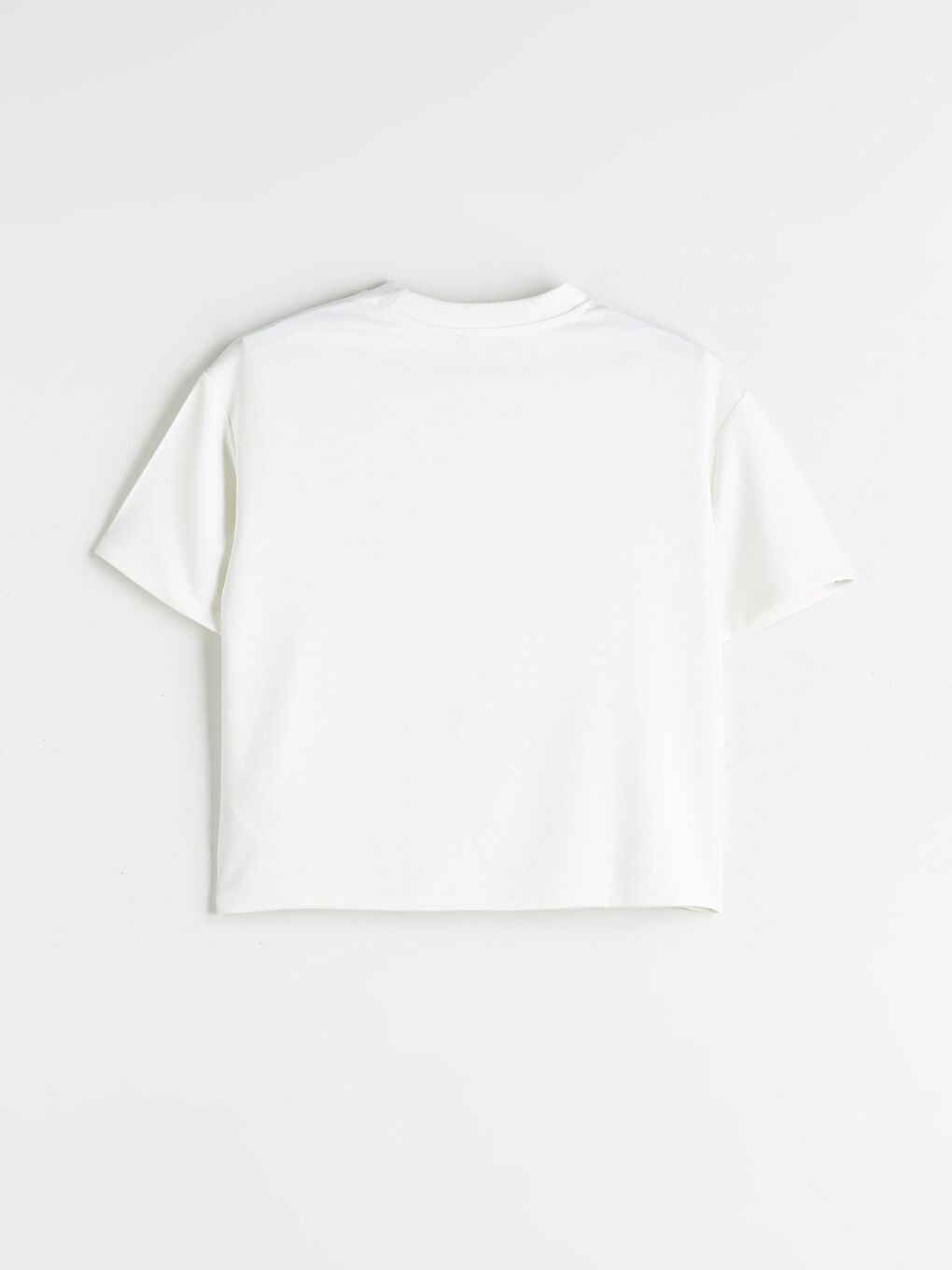 Ekru Bisiklet Yaka Taşlı Kadın Tişört-5