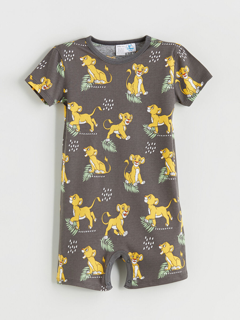Antrasit Aslan Kral Baskılı Erkek Bebek Tulum 2'li-1