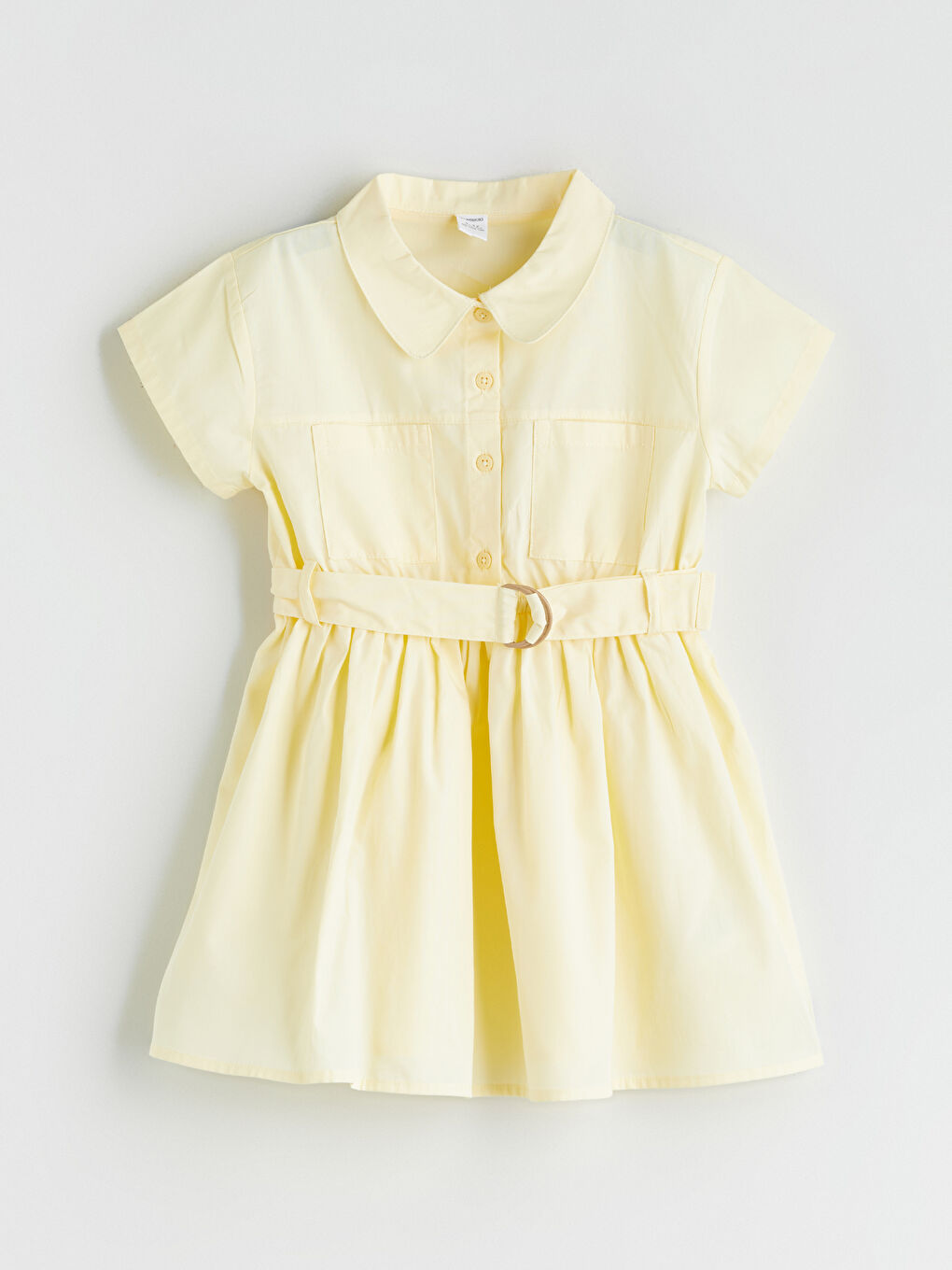 Sarı Kemerli Basic Kız Çocuk Elbise